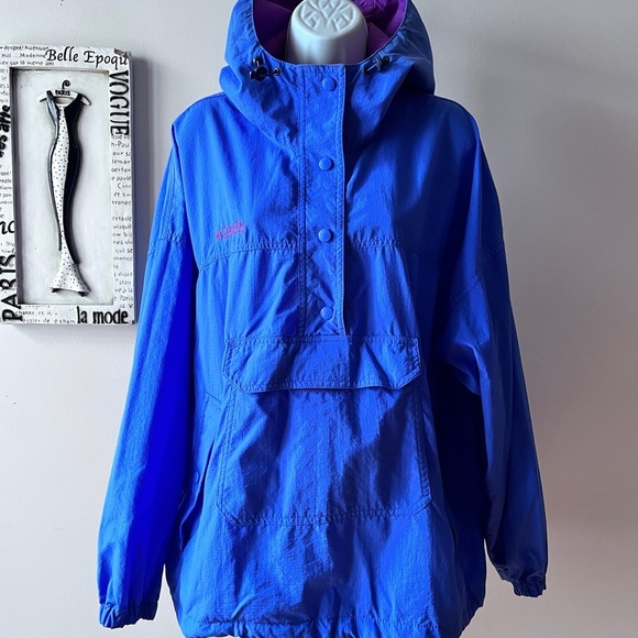 Vintage 90s Columbia Women’s Pullover Windbreaker Blue Athletic Jacket Size L - Picture 4 of 14